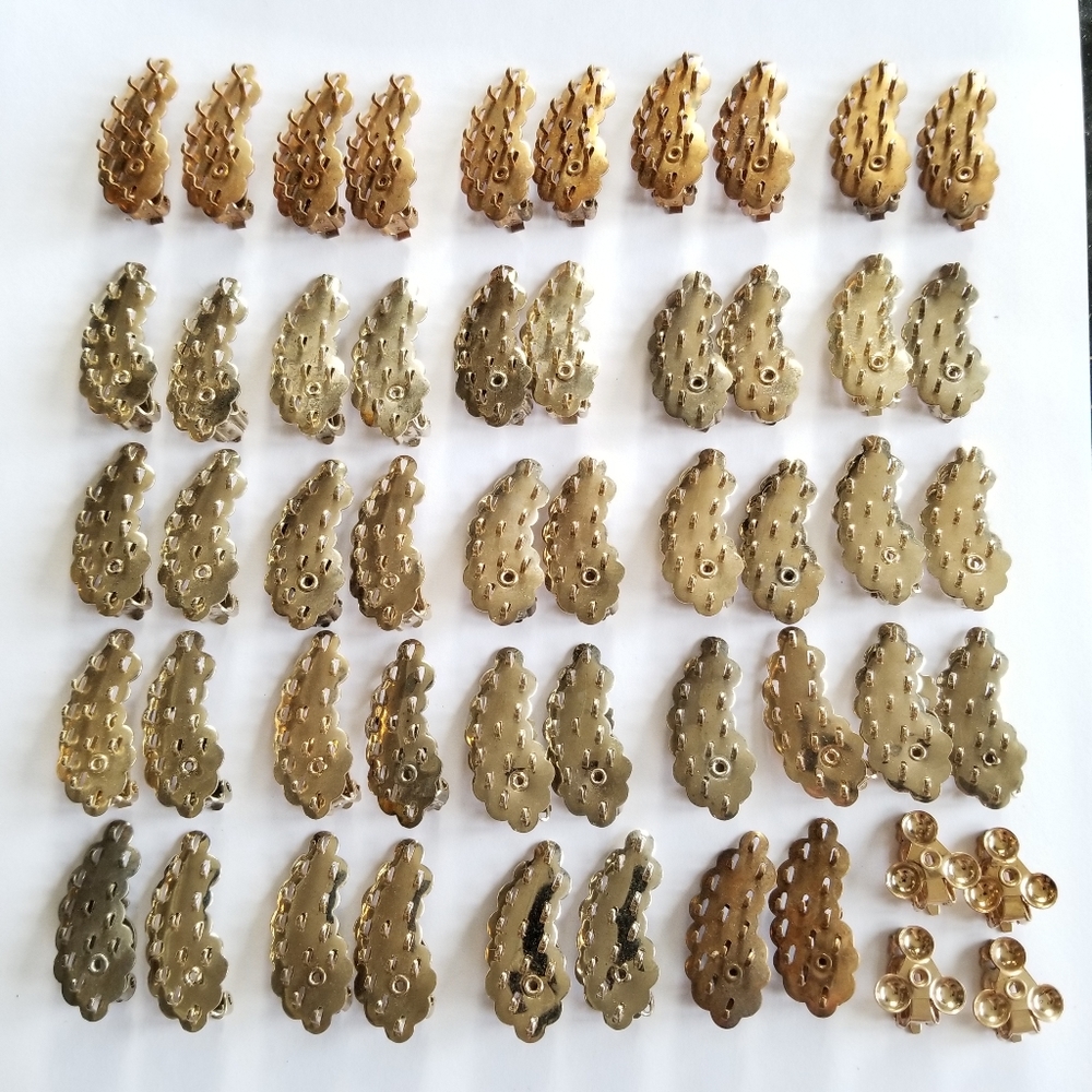 Lot of vintage earring blanks clip on clipon jewelry gold tone beads findings